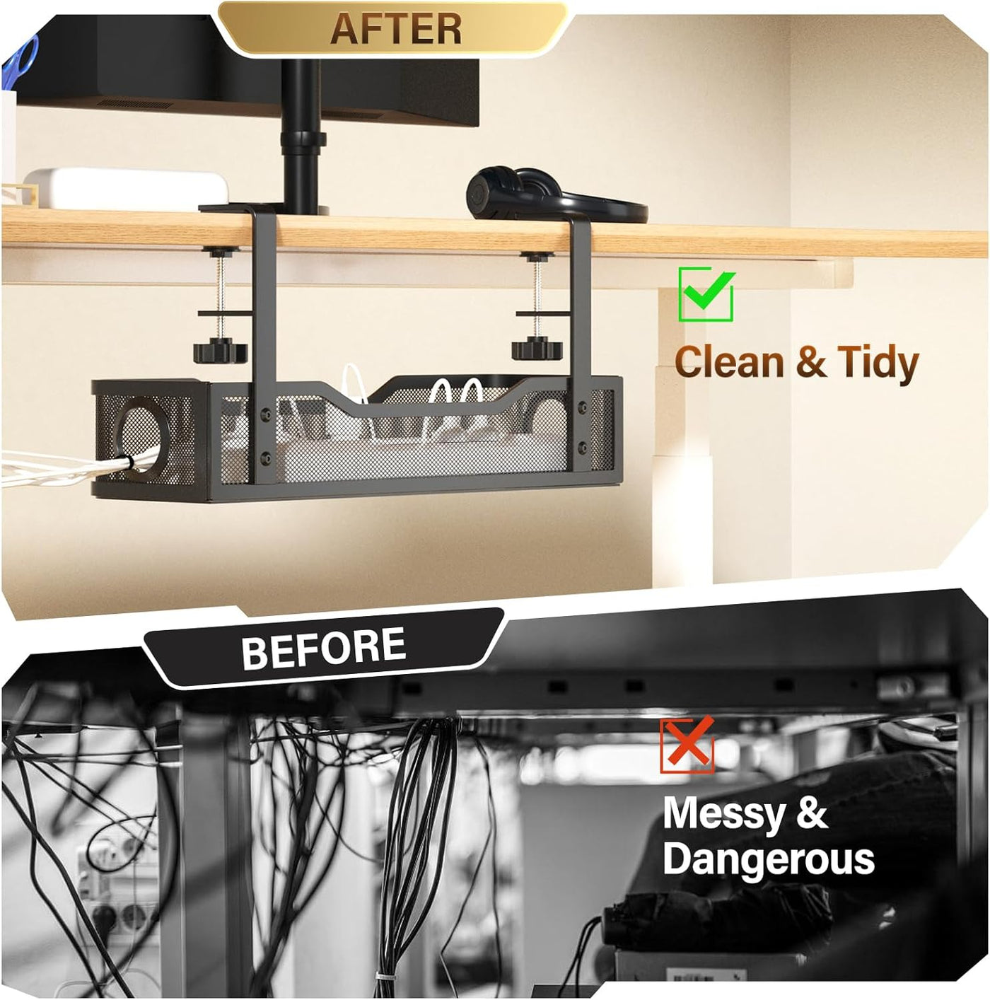 Under Desk Cable Management Tray