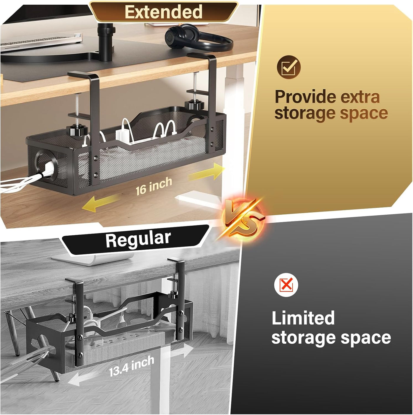 Under Desk Cable Management Tray