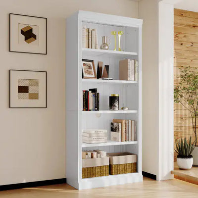 5 Tier Solid Wood Bookshelf