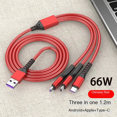 5A Super Fast Charging 3-in-1 Data Cable