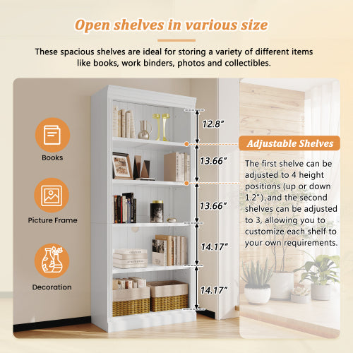 5 Tier Solid Wood Bookshelf