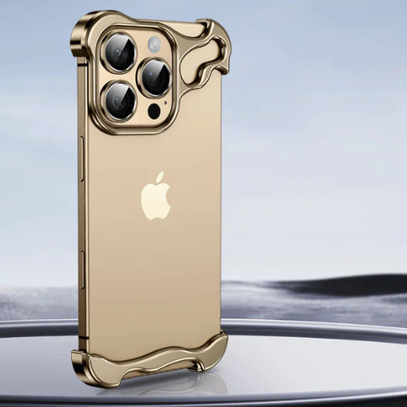 Slim profile view of luxury aluminum bumper case on iPhone 