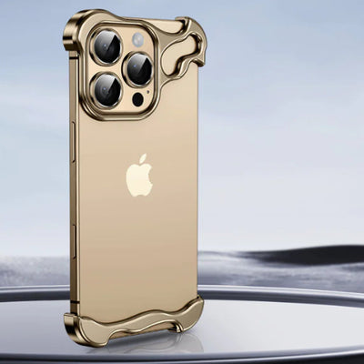 Slim profile view of luxury aluminum bumper case on iPhone 