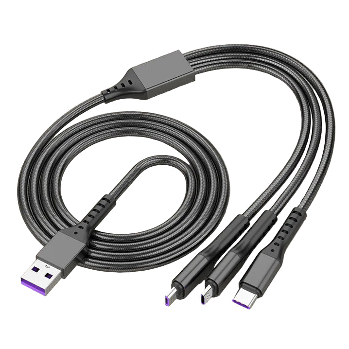 5A Super Fast Charging 3-in-1 Data Cable